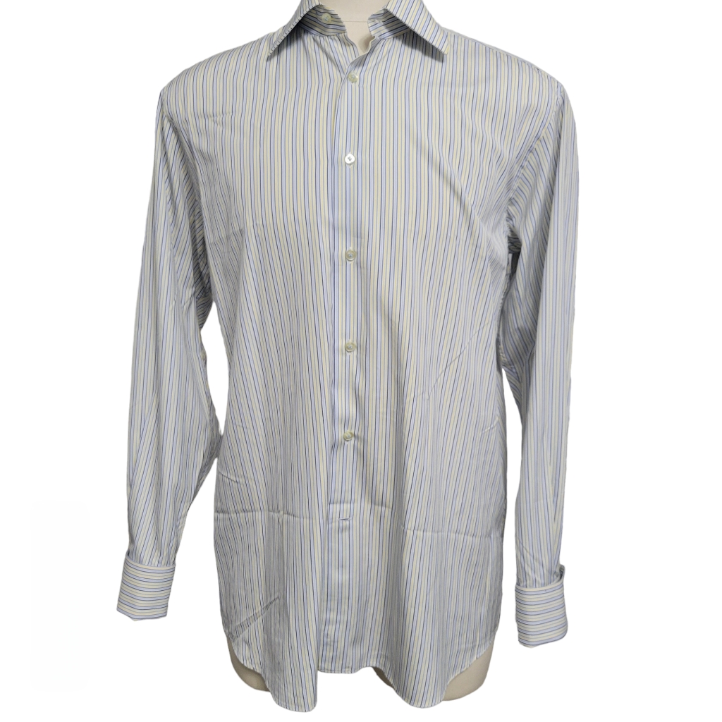 Le Collezioni French Cuff Multicolored Striped Men's Dress Shirt 15.5/39